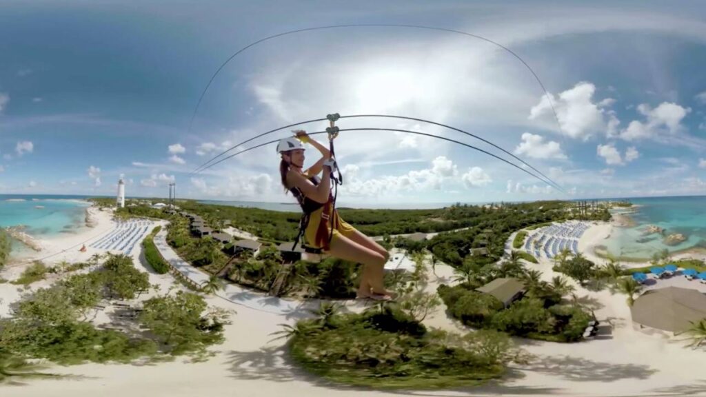 Girl trying a Great Stirrup Cay-Island Tour Adventure in the Bahamas.